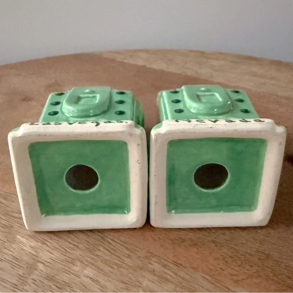 Green Casino Themed Salt and Pepper Shakers- Las Vegas
